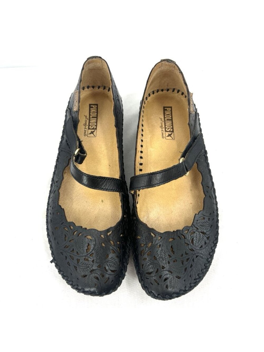Pikolinos Puerto Vallerta Black Leather Cutout Shoes Size 38 US 7 7.5